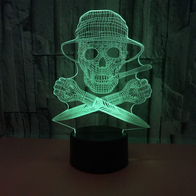 Lámpara 3D LED Calavera Halloween con Ilusión Holográfica - Luz Nocturna Multicolor - Image 27