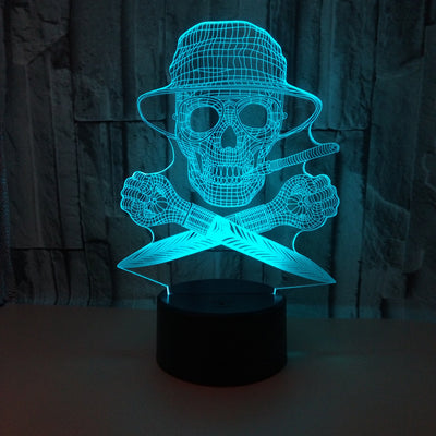 Lámpara 3D LED Calavera Halloween con Ilusión Holográfica - Luz Nocturna Multicolor - Image 28