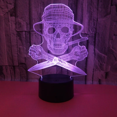 Lámpara 3D LED Calavera Halloween con Ilusión Holográfica - Luz Nocturna Multicolor - Image 29