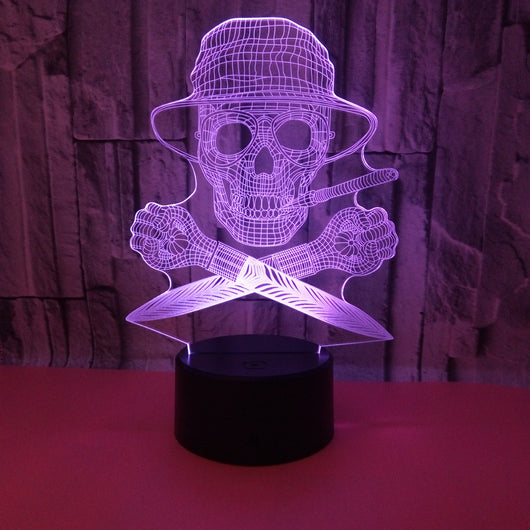 Lámpara 3D LED Calavera Halloween con Ilusión Holográfica - Luz Nocturna Multicolor - Image 29