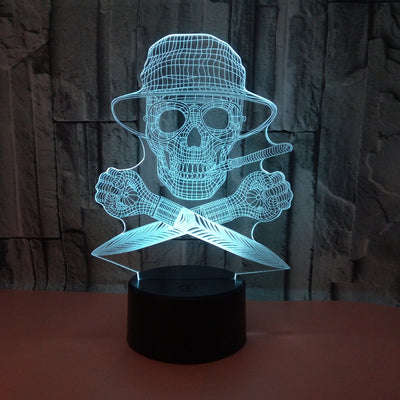 Lámpara 3D LED Calavera Halloween con Ilusión Holográfica - Luz Nocturna Multicolor - Image 30