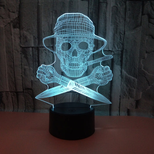 Lámpara 3D LED Calavera Halloween con Ilusión Holográfica - Luz Nocturna Multicolor - Image 30