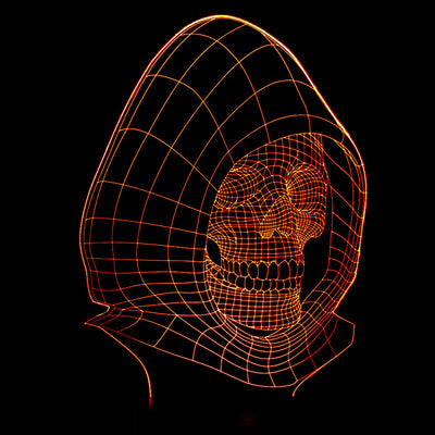 Lámpara 3D LED Calavera Halloween con Ilusión Holográfica - Luz Nocturna Multicolor - Image 31