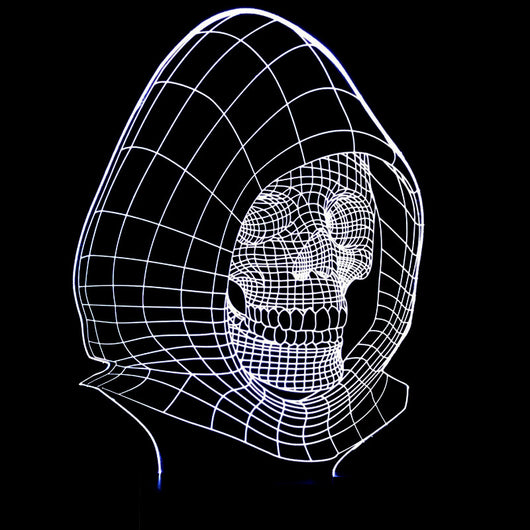 Lámpara 3D LED Calavera Halloween con Ilusión Holográfica - Luz Nocturna Multicolor - Image 32