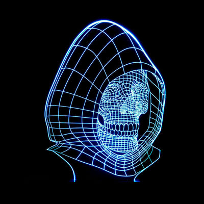 Lámpara 3D LED Calavera Halloween con Ilusión Holográfica - Luz Nocturna Multicolor - Image 33