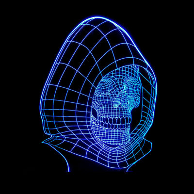 Lámpara 3D LED Calavera Halloween con Ilusión Holográfica - Luz Nocturna Multicolor - Image 34