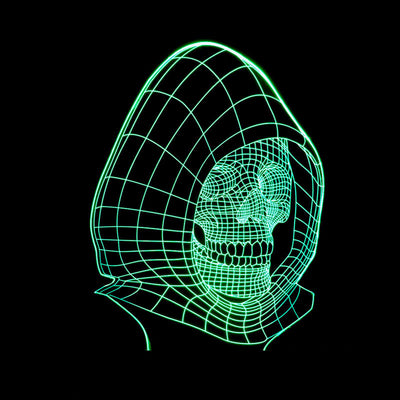 Lámpara 3D LED Calavera Halloween con Ilusión Holográfica - Luz Nocturna Multicolor - Image 36