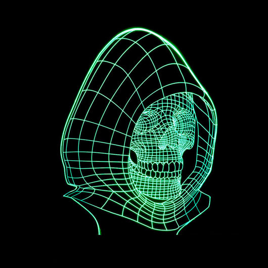 Lámpara 3D LED Calavera Halloween con Ilusión Holográfica - Luz Nocturna Multicolor - Image 36