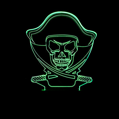 Lámpara 3D LED Calavera Halloween con Ilusión Holográfica - Luz Nocturna Multicolor - Image 44