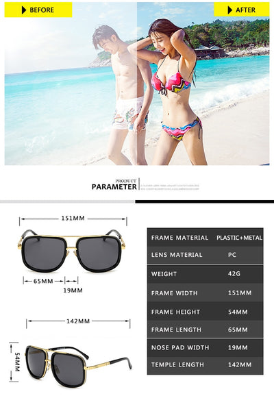 Gafas de Sol Cuadradas Flat Top Lujo - Diseño Unisex Estilo Celebrity - Image 19