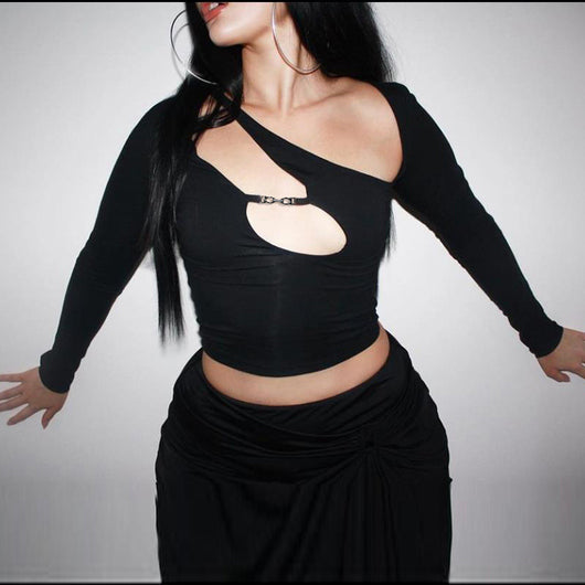 Camiseta Crop Top Manga Larga Ajustada para Mujer - Image 7