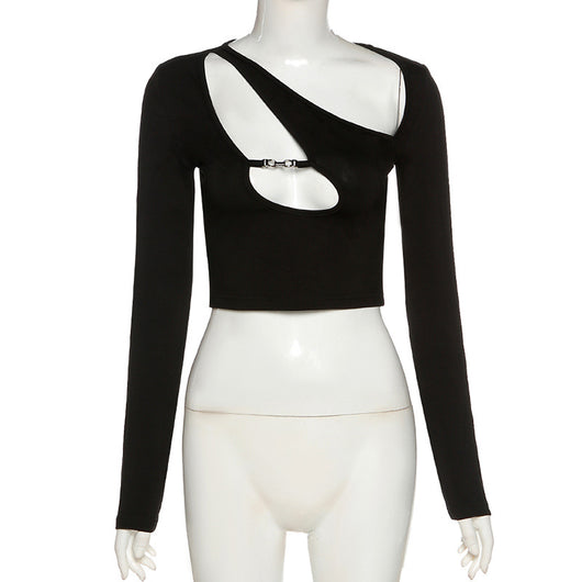 Camiseta Crop Top Manga Larga Ajustada para Mujer - Image 11