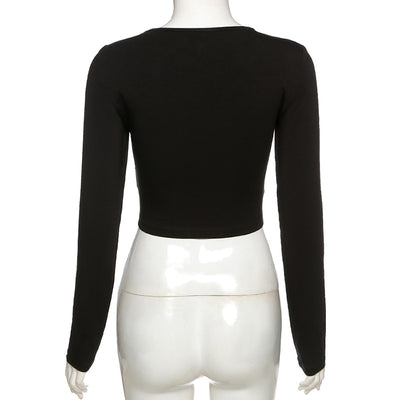 Camiseta Crop Top Manga Larga Ajustada para Mujer - Image 13