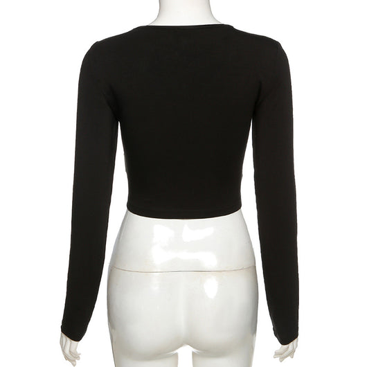 Camiseta Crop Top Manga Larga Ajustada para Mujer - Image 13
