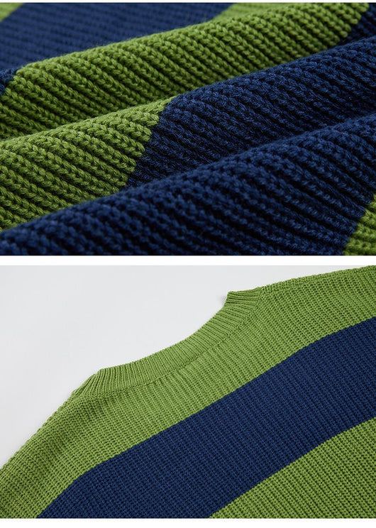Suéter a Rayas Holgado para Hombre - Estilo Relajado y Moderno - Image 12