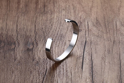 Pulsera de Acero Inoxidable Grabada con Láser - Brazalete Elegante en Forma C - Image 14