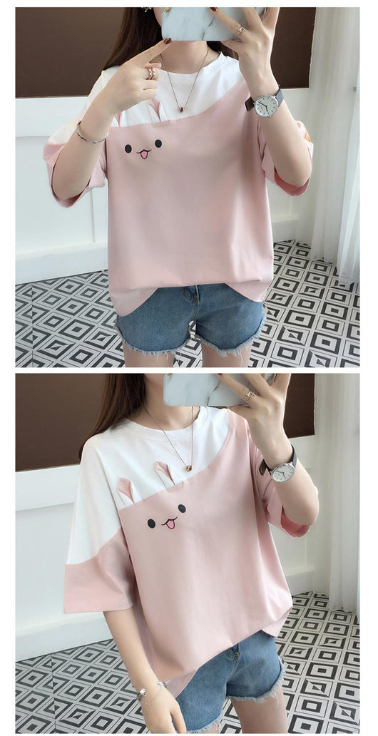 Camiseta Mujer con Conejo Bordado - Manga Corta - Image 9