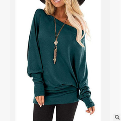 Blusa Manga Larga Básica de Color Sólido para Mujer - Image 14