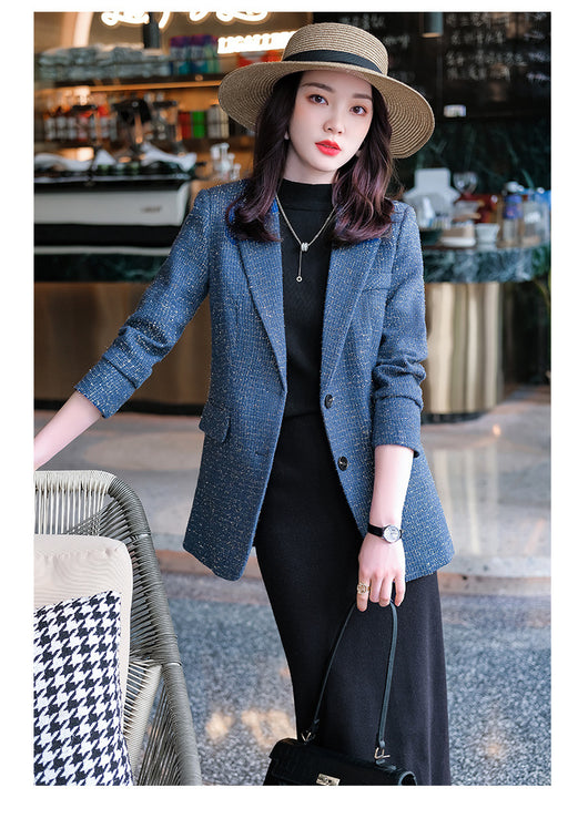 Blazer de Cuadros para Mujer en Lana Premium - Image 18