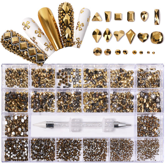 Set de Cristales y Strass para Uñas en Caja de 21 Compartimentos - Image 2
