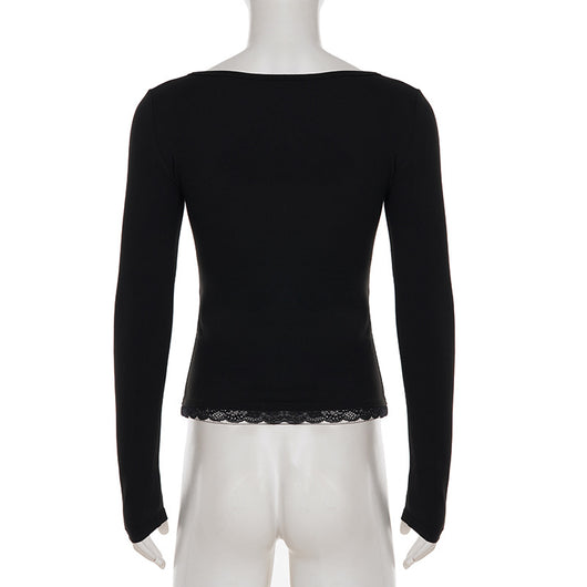 Blusa Elegante de Manga Larga con Encaje y Volantes - Image 10