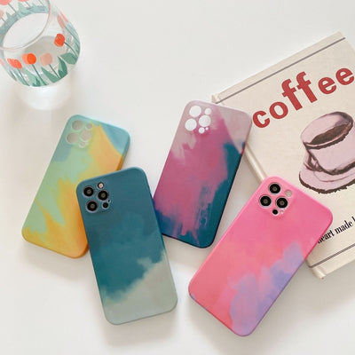 Funda iPhone Degradado Geométrico Pintura al Óleo - Silicona Suave Compatible con iPhone 12, 11, XR y más - Image 5