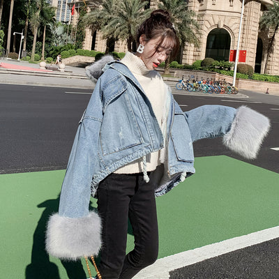 Chaqueta Denim Dos Piezas con Cuello de Conejo Desmontable - Image 15