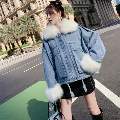 Chaqueta Denim Dos Piezas con Cuello de Conejo Desmontable - Image 17
