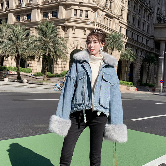 Chaqueta Denim Dos Piezas con Cuello de Conejo Desmontable - Image 22
