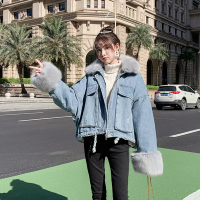 Chaqueta Denim Dos Piezas con Cuello de Conejo Desmontable - Image 23