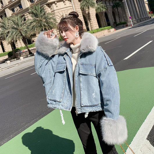 Chaqueta Denim Dos Piezas con Cuello de Conejo Desmontable - Image 28
