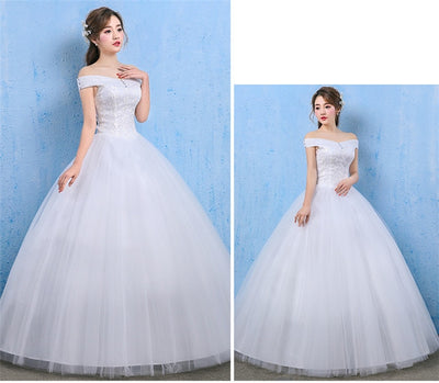 Vestido de Novia Coreano Hombro Descubierto con Cola - Image 8