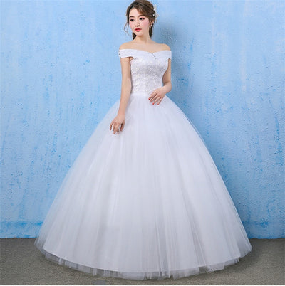 Vestido de Novia Coreano Hombro Descubierto con Cola - Image 10