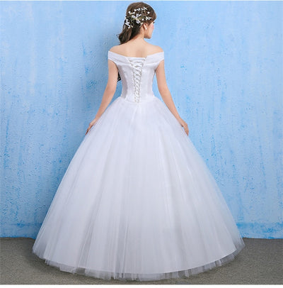 Vestido de Novia Coreano Hombro Descubierto con Cola - Image 12