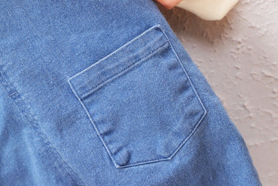Overol Denim con Suéter Rayado y Capucha para Niños - Image 14
