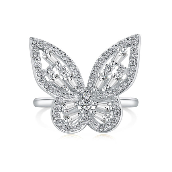 Anillo de Plata 925 con Mariposa de Circonitas y Diamantes Incrustados - Image 6