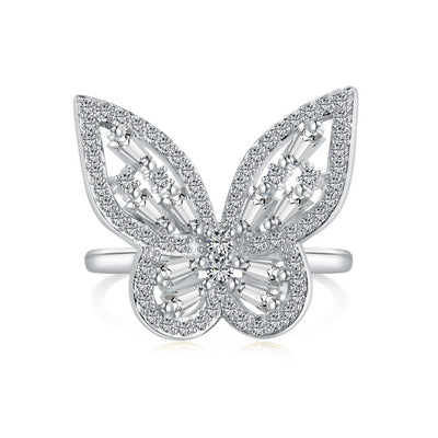 Anillo de Plata 925 con Mariposa de Circonitas y Diamantes Incrustados - Image 6