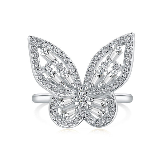 Anillo de Plata 925 con Mariposa de Circonitas y Diamantes Incrustados - Image 6