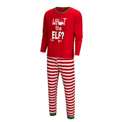 Green and white striped long-sleeve pajama set with "WHAT THE ELF?" graphic for family matching. - Image 20