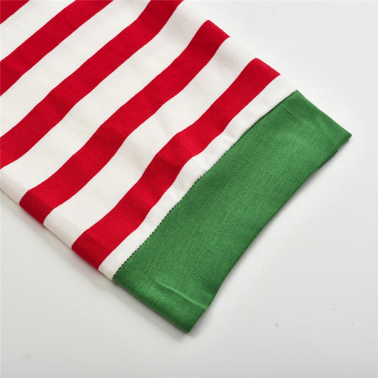 Green and white striped long-sleeve pajama set with "WHAT THE ELF?" graphic for family matching. - Image 22