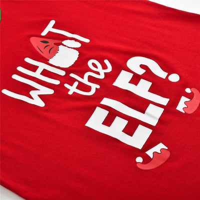 Green and white striped long-sleeve pajama set with "WHAT THE ELF?" graphic for family matching. - Image 27