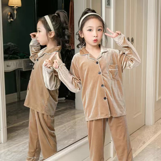 Pijama Familiar Terciopelo Dorado de Talla Grande - Image 15