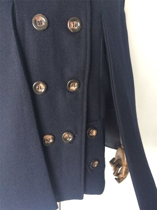 Abrigo Tipo Capa Militar Doble Botonadura en Lana para Mujer - Image 12