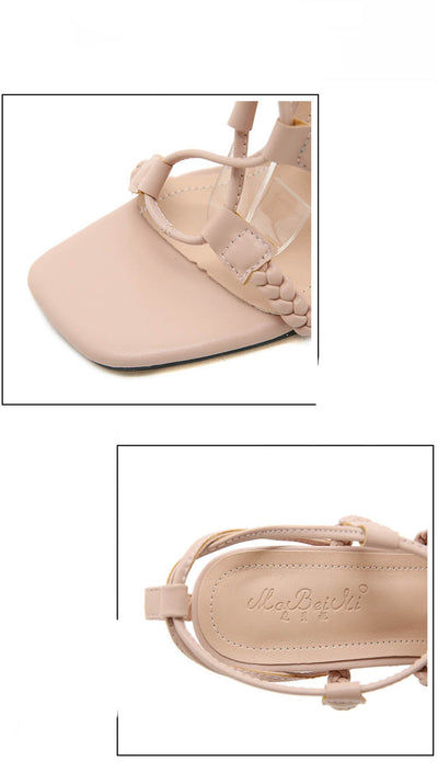 Sandalias de Tacón Super Alto con Punta Cuadrada y Tiras Trenzadas - Image 17