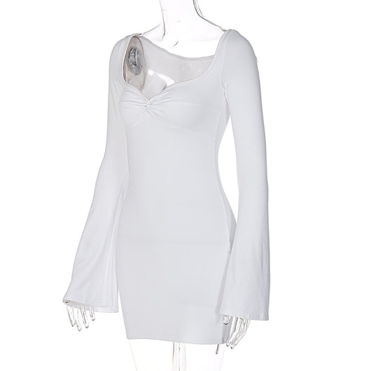 Vestido Entallado con Cuello Cuadrado y Mangas Acampanadas - Image 12