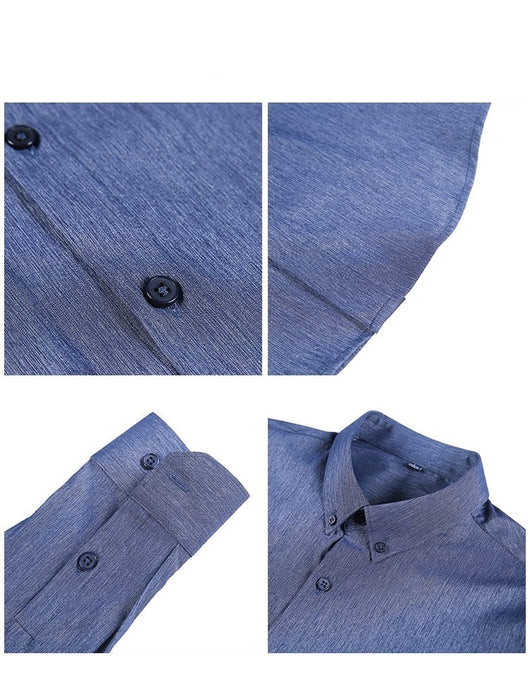 Camisa de Negocios Slim Fit con Rayas Oscuras - Image 12