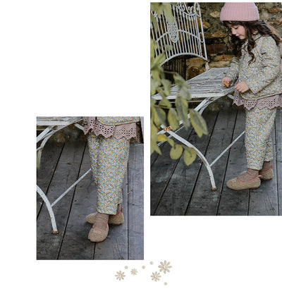 Pantalones Casuales de Algodón Acolchados con Estampado Floral para Niñas - Image 13