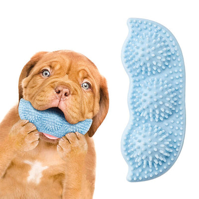 Light green pea pod shaped dog chew toy with textured nubs for teeth cleaning and bite resistance. - Image 15