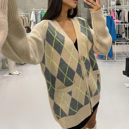 Cardigan de Lana con Bolsillos Contrastados y Cuello en V - Image 17