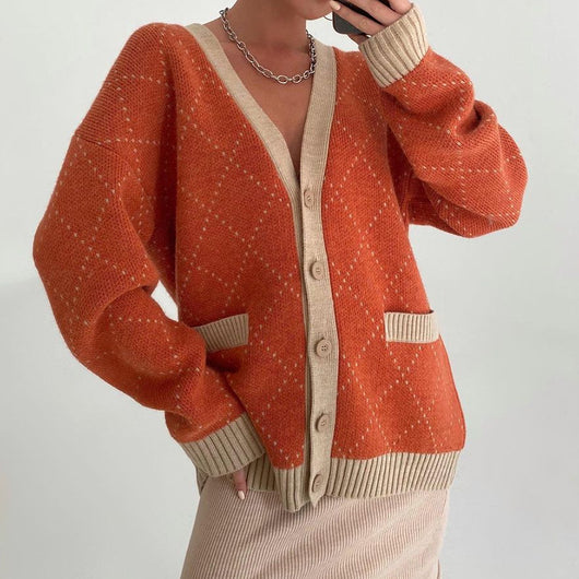 Cardigan de Lana con Bolsillos Contrastados y Cuello en V - Image 18
